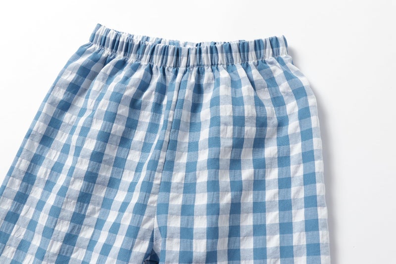 Mud Kingdom Toddler Girls Home Set for Kids Loungewear Button Down Lattice Peter Pan Collar indoor outfits Blue 2T - Image 5