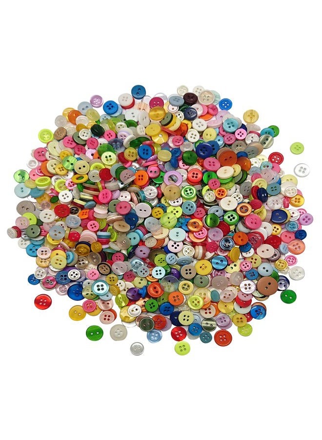 Goiio 4000 Pcs Resin Buttons, Assorted Sizes Round Craft Buttons for Sewing DIY Crafts,Children's Manual Button Painting, Mixed Colors - Image 1