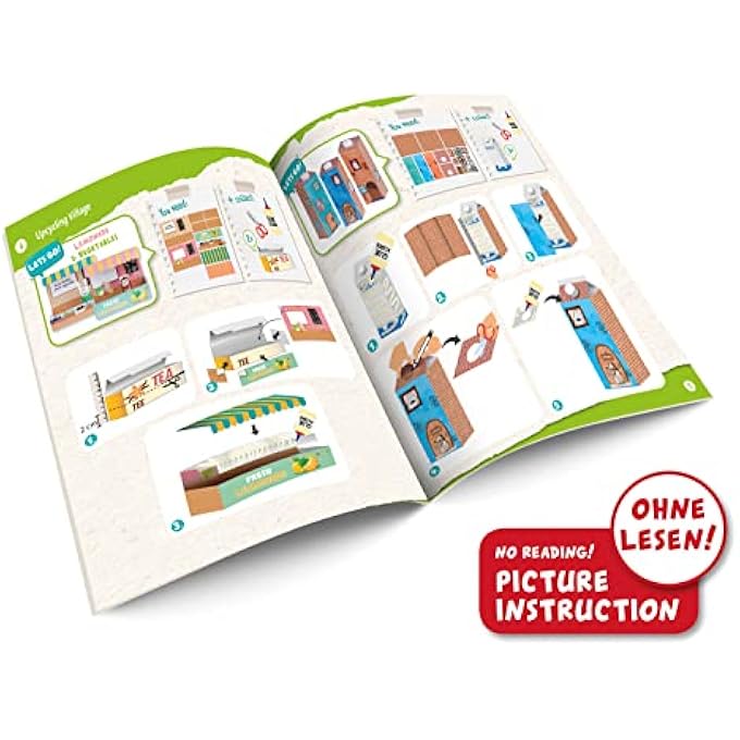 Lena 42830 ECO UPCYCLING VILLAGE SHEETS AND HOUSEHOLD ITEMS, PLAY, ADHESIVE SET FOR BOYS AND GIRLS, PAPER CRAFTS FOR CHILDREN FROM 6 YEARS - Image 5