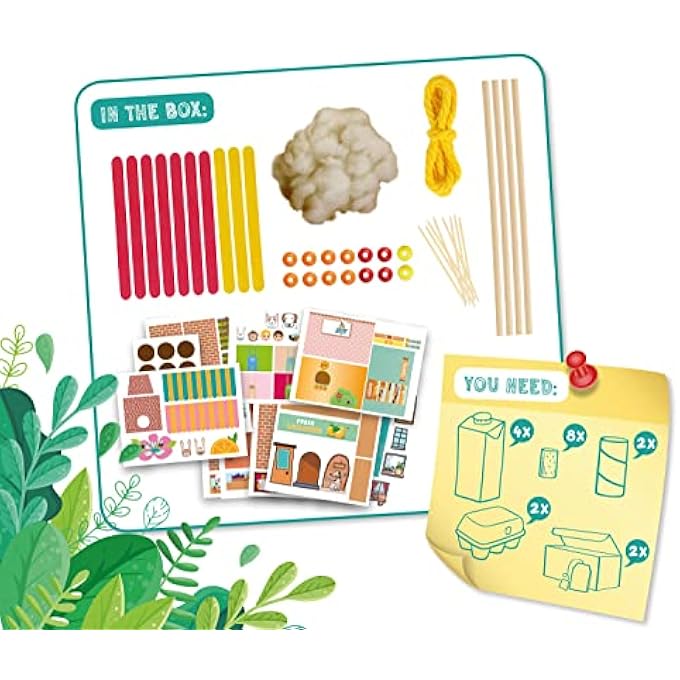 Lena 42830 ECO UPCYCLING VILLAGE SHEETS AND HOUSEHOLD ITEMS, PLAY, ADHESIVE SET FOR BOYS AND GIRLS, PAPER CRAFTS FOR CHILDREN FROM 6 YEARS - Image 3