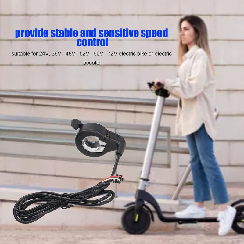 E Bike Thumb Throttle, Electric Bike Thumb Accelerator with SM Plug, Durable ABS and Metal Construction for 24V 36V 48V 52V 60V 72V E Bikes and Scooters - Image 3