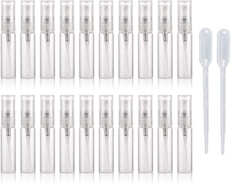 Enslz Enslz 20pcs Empty Clear 5ml Glass Spray Bottle Refillable Perfume Glass Bottles for Travel 