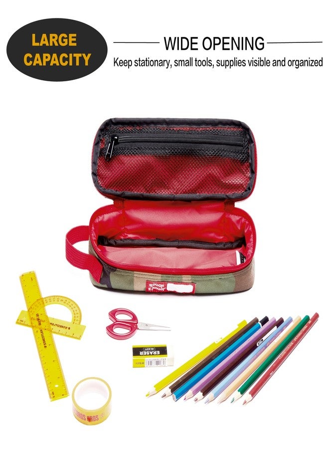 RE ROUGH ENOUGH Rough Enough Small Pencil Case Large Capacity Pencil Case Pouch for Boys Teen Adults School Office Stationery Art Supplies Cordura Army Camo - Image 4