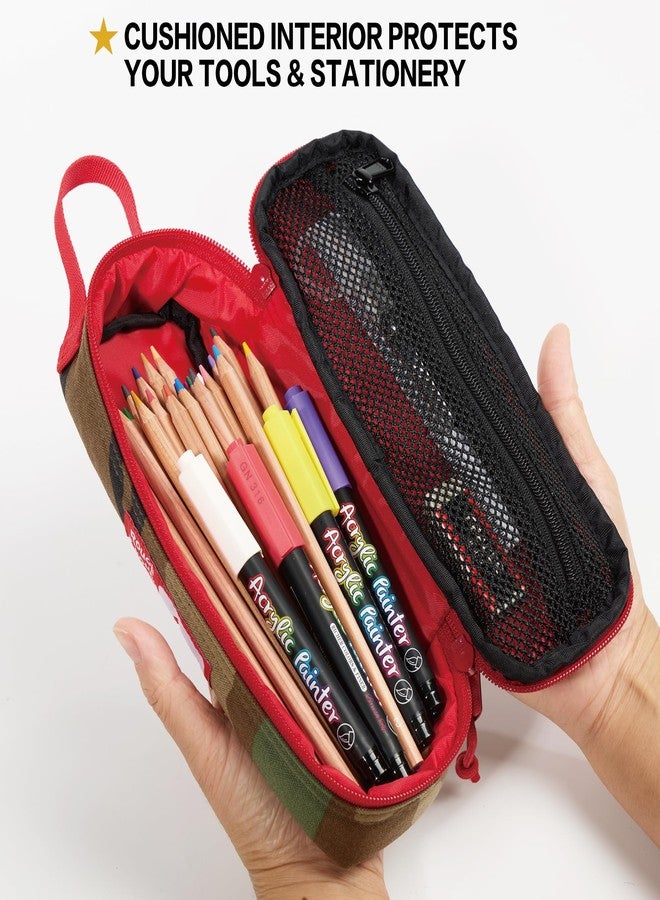 RE ROUGH ENOUGH Rough Enough Small Pencil Case Large Capacity Pencil Case Pouch for Boys Teen Adults School Office Stationery Art Supplies Cordura Army Camo - Image 5