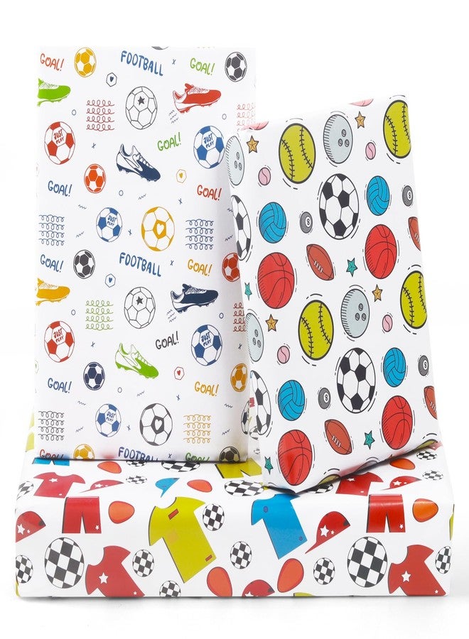 NEPOG Soccer Football Wrapping Paper for Boys Girls Kids, Sports Soccer Ball Goal Football-boot Printed Gift Wrap 6 Sheets Folded Flat 20x28 inches per Sheet for Birthday Party Baby Shower - Image 1