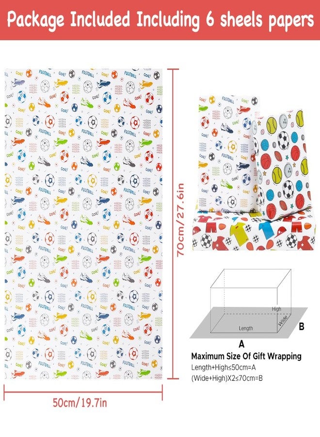 NEPOG Soccer Football Wrapping Paper for Boys Girls Kids, Sports Soccer Ball Goal Football-boot Printed Gift Wrap 6 Sheets Folded Flat 20x28 inches per Sheet for Birthday Party Baby Shower - Image 2