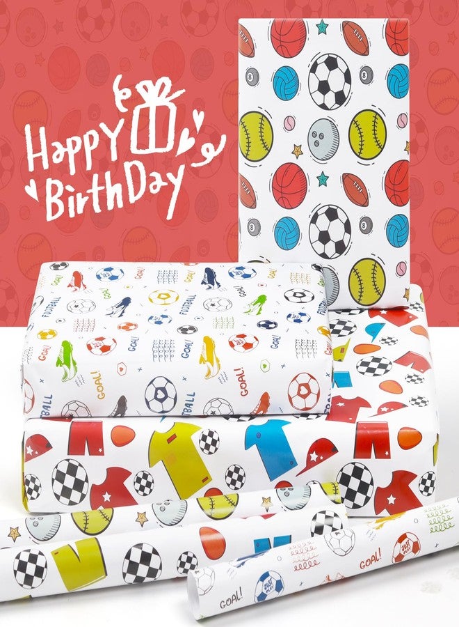 NEPOG Soccer Football Wrapping Paper for Boys Girls Kids, Sports Soccer Ball Goal Football-boot Printed Gift Wrap 6 Sheets Folded Flat 20x28 inches per Sheet for Birthday Party Baby Shower - Image 3