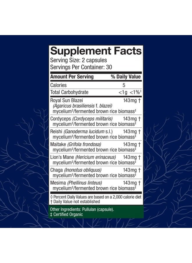 Host Defense Stamets 7-7 Species Blend - Mushroom Supplement for Immune Support - Includes Royal Sun Blazei, Cordyceps, Reishi, Maitake, Lion's Mane, Chaga & Mesima - 60 Capsules (30 Servings)* - Image 2