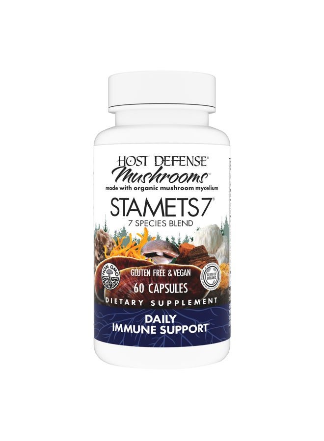 Host Defense Stamets 7-7 Species Blend - Mushroom Supplement for Immune Support - Includes Royal Sun Blazei, Cordyceps, Reishi, Maitake, Lion's Mane, Chaga & Mesima - 60 Capsules (30 Servings)* - Image 1