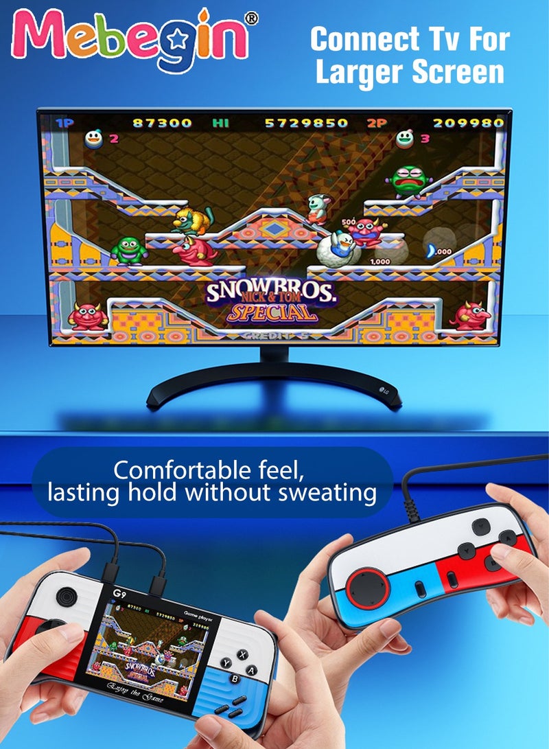MEBEGIN Portable Handheld Game Console Built-in 666 Games with 2 Gamepad, 3 Inch HD Screen Game Player with Dual Joystick, Support TV Output, Mini Arcade Toys Nice Gift for Kids and Adult - Image 2
