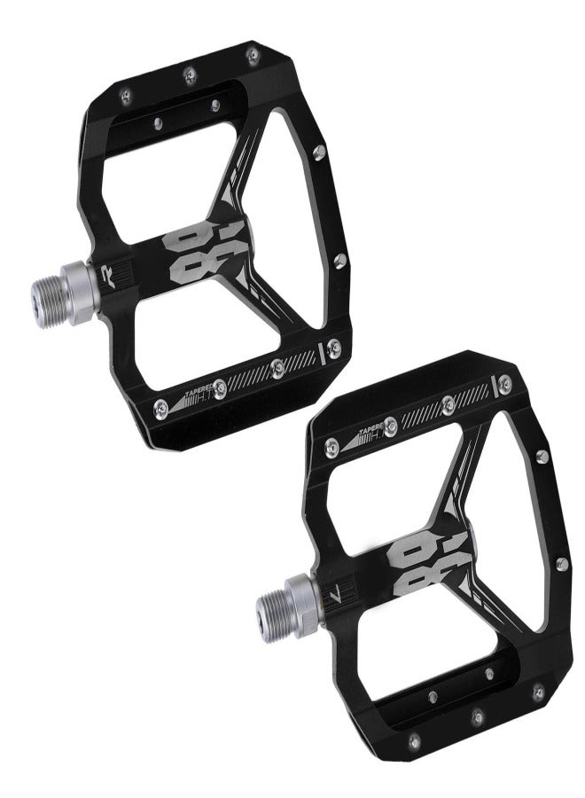 إنلي دواسات دراجة جبلية من قطعتين من إنلي، مانعة للانزلاق، مزودة بمحامل DU، خفيفة الوزن، مسطحة (أسود) - Image 2