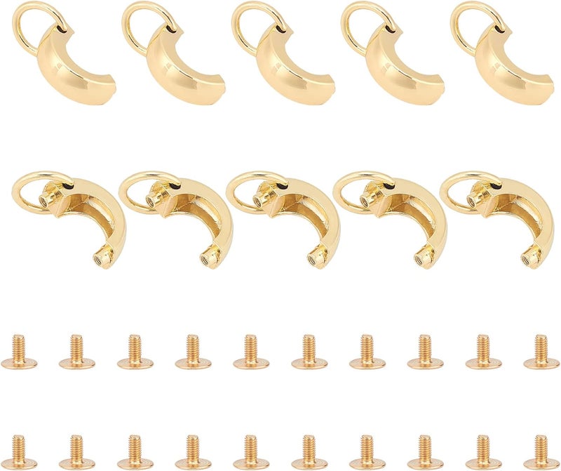 klarako 10 Sets Metal Bag Clip Buckle, Suspension Clasp for Purses Gold Handbag Connective Buckles with D Ring Screws Bag Hardware Clasp Chain Strap Connectors DIY Handmade Bag Making Accessories - Image 1