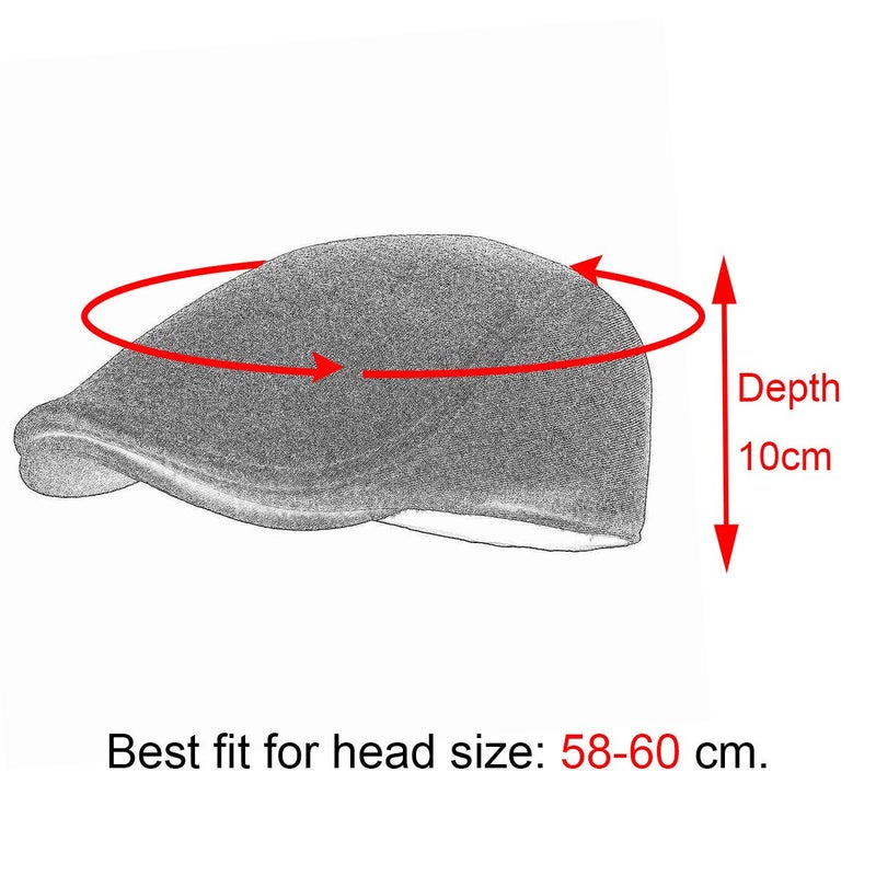 FEINION Men Cotton Newsboy Cap Soft Fit Cabbie Hat (Dark Grey) - Image 5