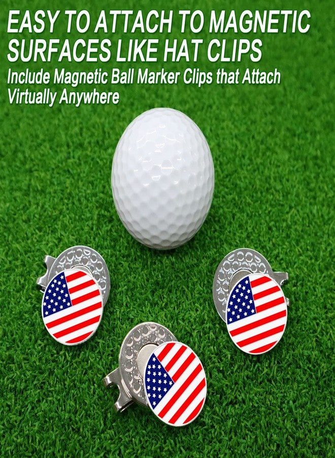 FINGER TEN Golf Ball Markers 3 Pcs with 3 Pack Hat Clip Value Gift Set, Mark Pattern USA, Eagle, Ribbon in Choice for Men Women Kid (3 USA Flag) - Image 4