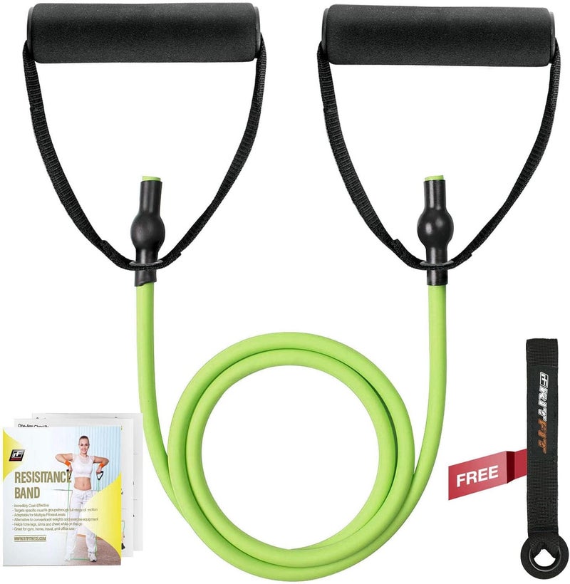 RitFit Single Resistance Exercise Band with Comfortable Handles - Ideal for Physical Therapy, Strength Training, Muscle Toning - Door Anchor and Starter Guide Included - Image 1