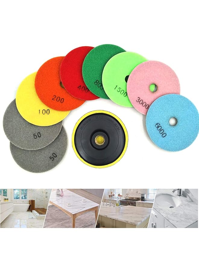 إيروريكس مجموعة من 10 قطع من وسادات التلميع الماسية 4 بوصات للتلميع الجاف والرطب للجرانيت والحجر والخرسانة والرخام - Image 2