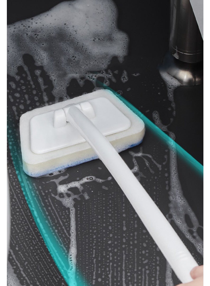 HOMESTAR Long Handle Bath Tub Scrubber With 4 Replacement Sponges, 90° Rotating Head Floor Brush For Tile Pool Cleaning, Non-Slip Multi-Surface Cleaning Tool - Image 5
