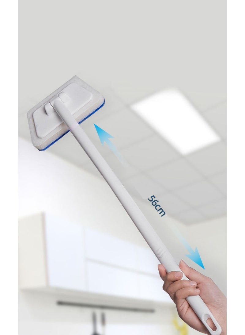 HOMESTAR Long Handle Bath Tub Scrubber With 4 Replacement Sponges, 90° Rotating Head Floor Brush For Tile Pool Cleaning, Non-Slip Multi-Surface Cleaning Tool - Image 3