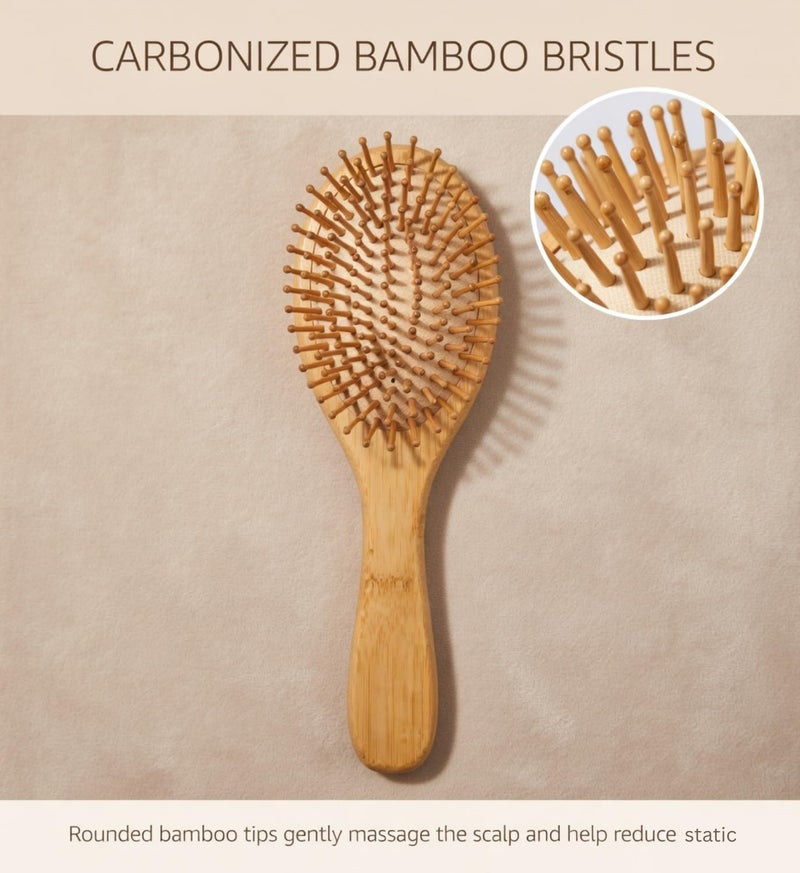 INSIME Wooden hair brush for Women & Men – Bamboo wooden Paddle hair brush for men women Curly hair – Bamboo Wooden brush for hair growth with flat paddle brush comb - Image 4