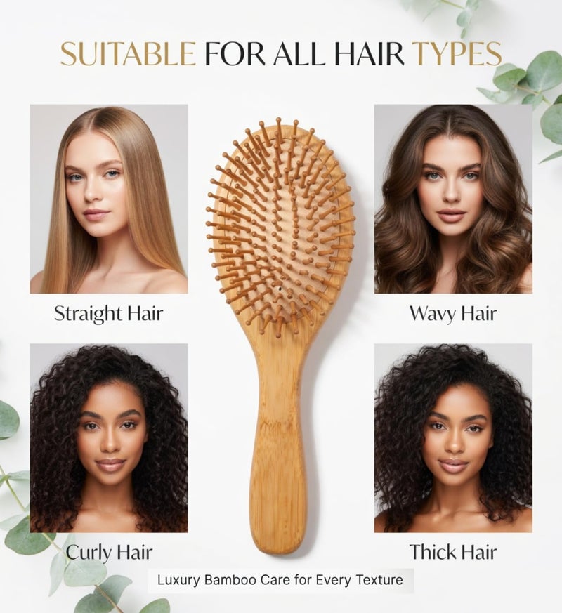 INSIME Wooden hair brush for Women & Men – Bamboo wooden Paddle hair brush for men women Curly hair – Bamboo Wooden brush for hair growth with flat paddle brush comb - Image 5