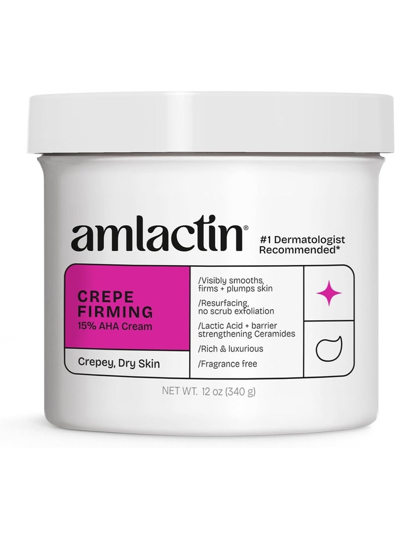 AmLactin Crepe Firming Cream - 12 oz Body Cream with 15% Lactic Acid - Exfoliator and Moisturizer for Crepey, Dry Skin - Image 1