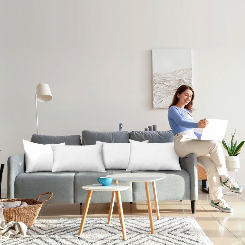 Utopia Bedding وسائد أريكة يوتوبيا (مجموعة من 4، بيضاء) - 14 × 22 بوصة وسائد بديلة للريش للسرير، الأريكة، والكنبة - وسادة زخرفية رقيقة للاستخدام الداخلي والخارجي - Image 3