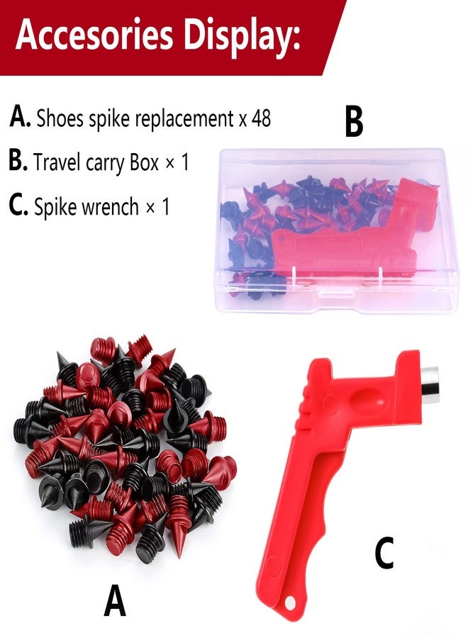 ALDMIO 48 Pcs 1/4 inch Carbon Steel Track Spikes Pyramid for Competition, Lighter Weight Spikes Track Shoes with Spike Wrench, Running Shoes Replacement Spike for Track-Field Sprinting or Cross Country - Image 3