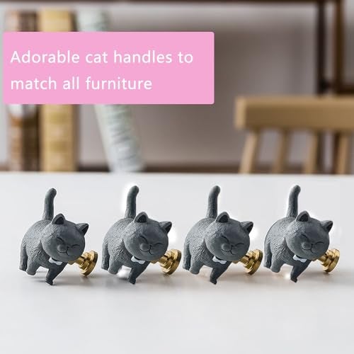 UtySty Drawer Knobs 3D Cat Shape Cabinet Knobs Drawer Pulls Handle Cabinet Knob for Cupboard Door Closet Dresser Hardware Wardrobe Furniture Kitchen Kitty Theme Decor - Image 4