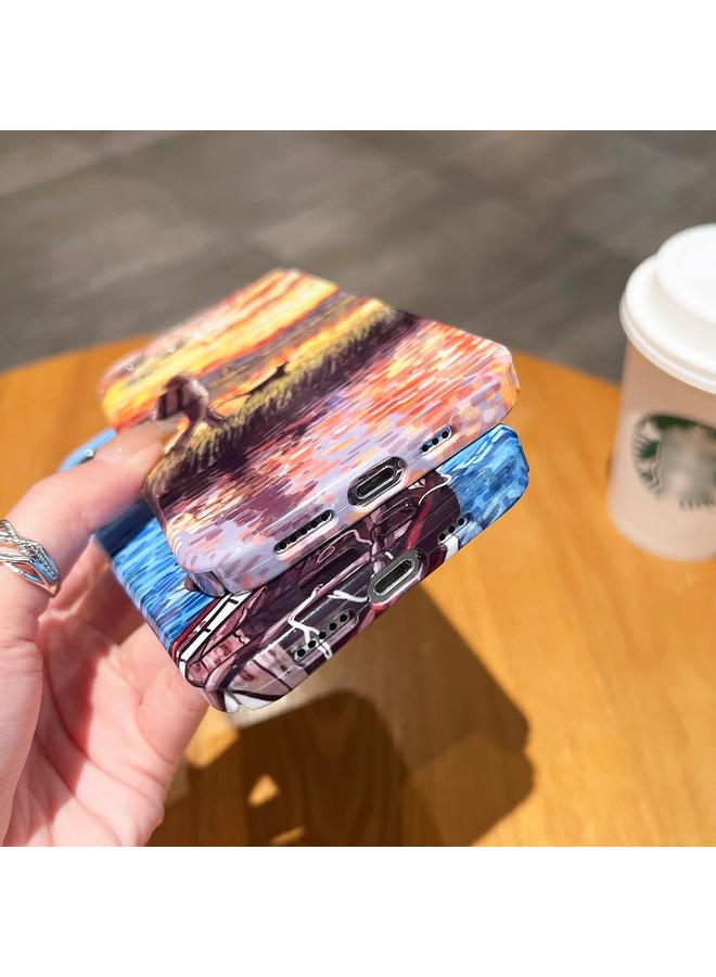 Zaboon Case For iPhone 13 Pro Oil Painting Pattern Glossy PC Phone Case - Image 4