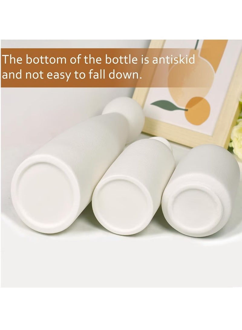 رات سو مجموعة فازات خزفية صغيرة 3 فازات لتزيين المنزل العصري، فازات زخرفية للأعشاب البامباس والزهور المجففة، لون أبيض - Image 3