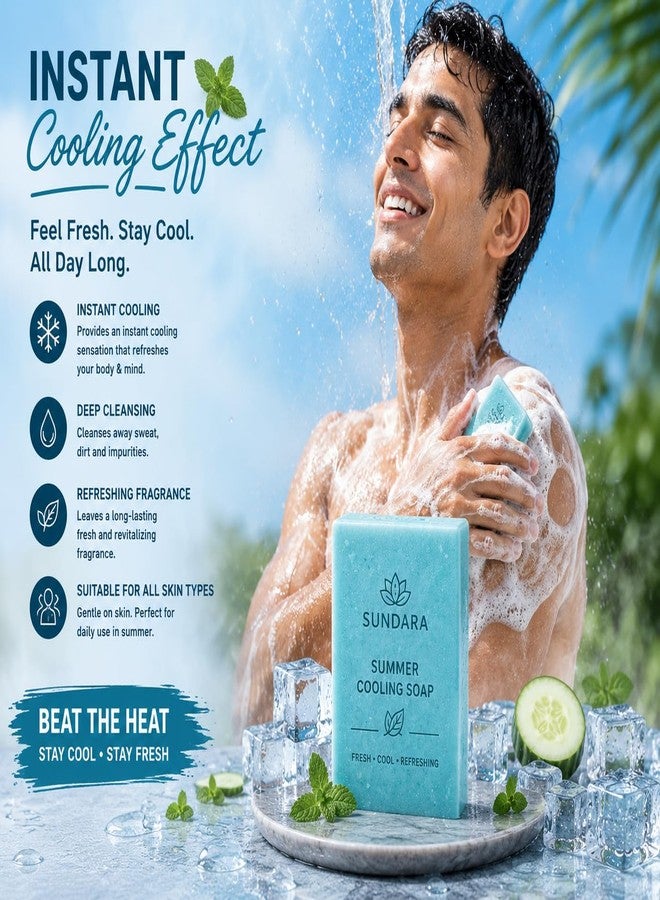 SUNDARA Summer Cooling Soap, Pack of 3, with Menthol, Aloe Vera and Peppermint Oil, Handmade Natural Bars for Men and Women - Image 3
