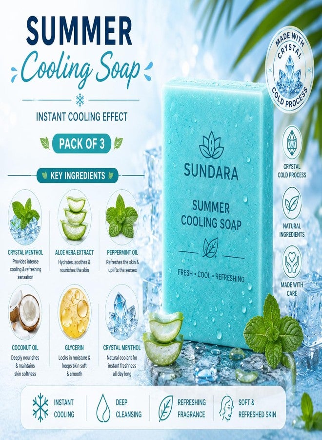 SUNDARA Summer Cooling Soap, Pack of 3, with Menthol, Aloe Vera and Peppermint Oil, Handmade Natural Bars for Men and Women - Image 4