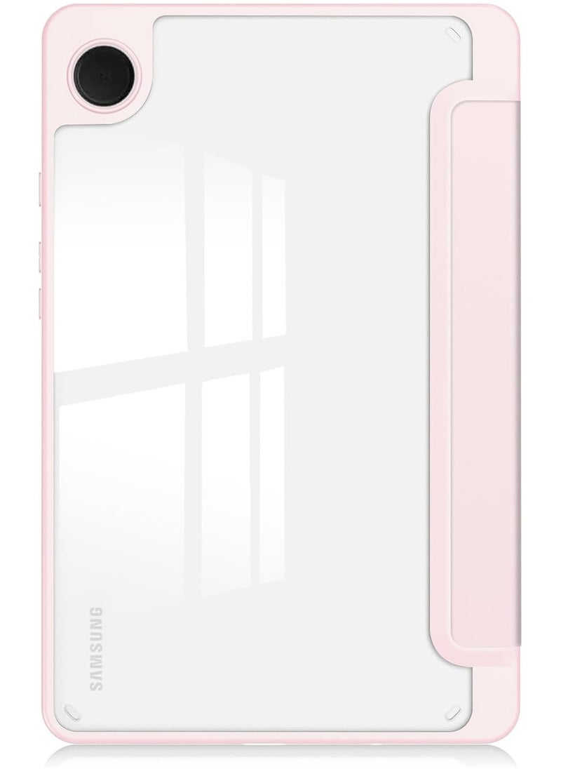 VKL - Hybrid Slim Tablet Case with Pen Holder Accessories for Samsung Galaxy Tab A9 8.7 Inch 2023 Model (SM-X110/X115/X117) Clear Transparent Back Shell, Pink - Image 1