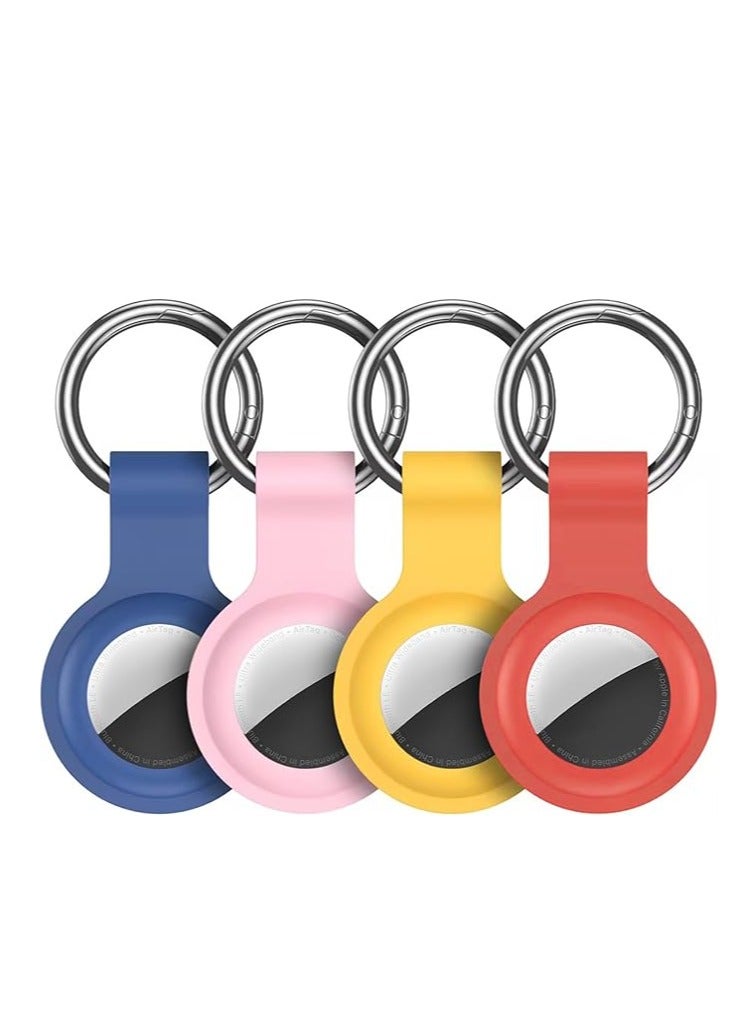 4 Pack Protective Air Tag Case Waterproof Liquid Silicone for Apple Airtags Keychain Key Ring Anti Lost AirTag Tracker Holder Anti Scratch Air Tags Cover Loop Finder Items GPS Accessories  - Image 1