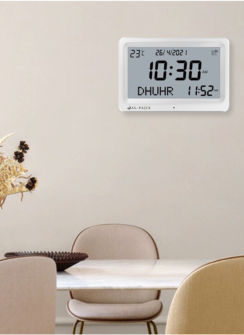 Larger LCD Screen Azan Clock, 8 Athan Sounds, Multi-languages, Hijir, Gregorian, Calendars, Muslim Prayer, Desk Alarm Clock
