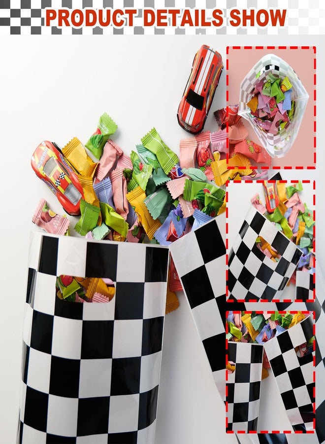 HEPAPATE 40Pcs Race Car Theme Checkered Treat Candy Bags,Car Goodie Bag,Race Car Party Favors Bags,Race Car Theme Black and White Checkered Gift Bags for Birthday Party Decor Supplies(Big) - Image 4