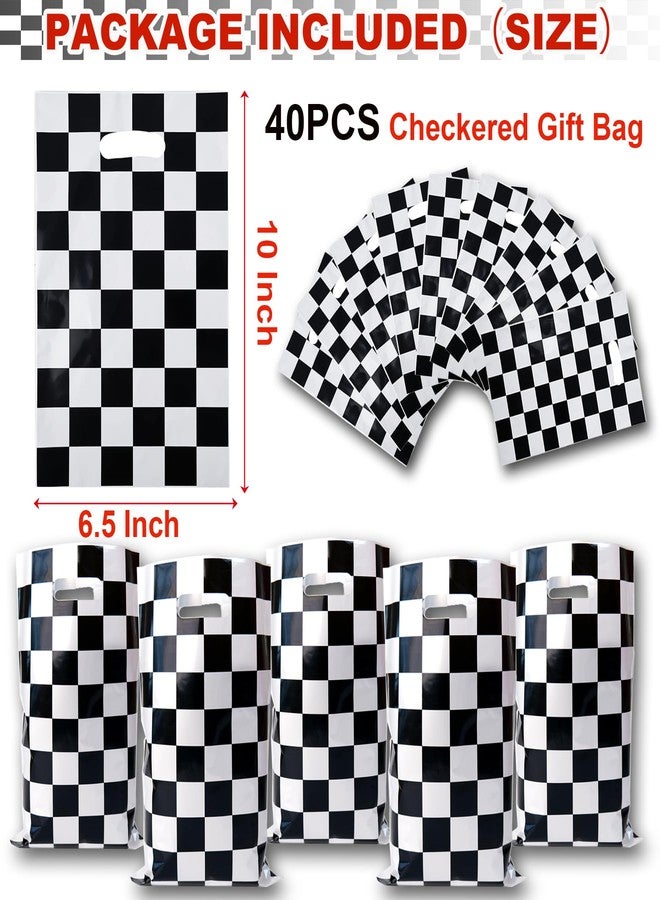 HEPAPATE 40Pcs Race Car Theme Checkered Treat Candy Bags,Car Goodie Bag,Race Car Party Favors Bags,Race Car Theme Black and White Checkered Gift Bags for Birthday Party Decor Supplies(Big) - Image 2