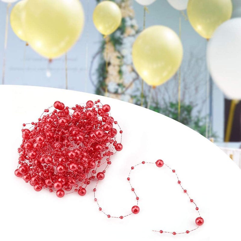 Red 10m Artificial Pearls String Garland Beads Chain For Wedding Party Flower Decoration - Image 3