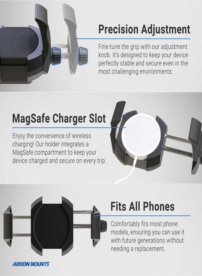 آركون حامل الهاتف والتابلت RoadVise® Ultra من ARKON Mounts متوافق مع أجهزة iPhone 14 و13 و12، وSamsung Galaxy S22 وS21، وiPad mini، وLenovo Tab M7 وM8، وRVKNAMPS - Image 3