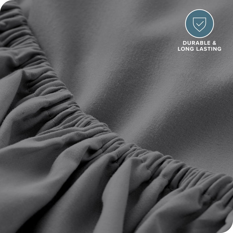 Bare Home Fitted Bottom Sheet King Size - Premium 1800 Microfiber - Ultra-Soft Hotel Luxury - Deep Pocket - Durable and Long Lasting - King Fitted Sheet (King  Grey)  - Image 5
