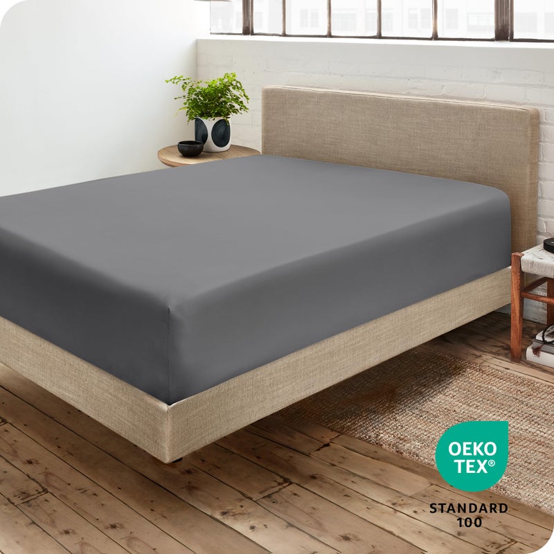 Bare Home Fitted Bottom Sheet King Size - Premium 1800 Microfiber - Ultra-Soft Hotel Luxury - Deep Pocket - Durable and Long Lasting - King Fitted Sheet (King  Grey)  - Image 4