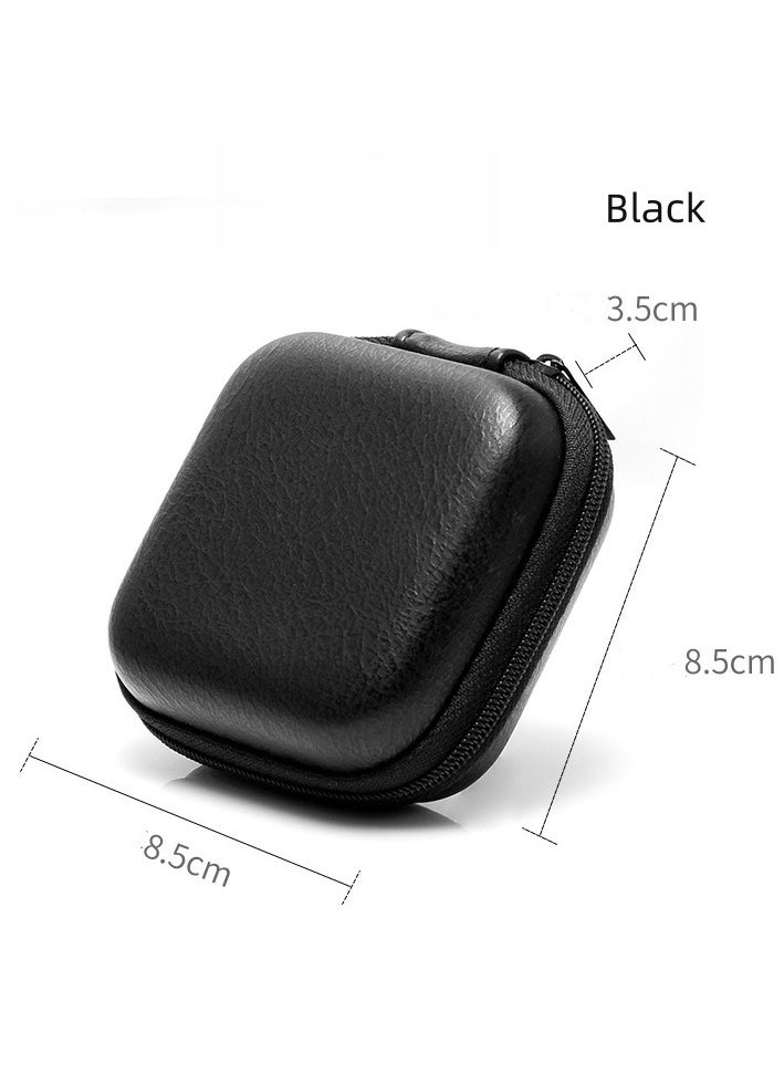 Generic - Retro leather in-ear earphone storage bag Huawei Apple Bluetooth headphone data cable protection box portable anti-pressure - Image 1
