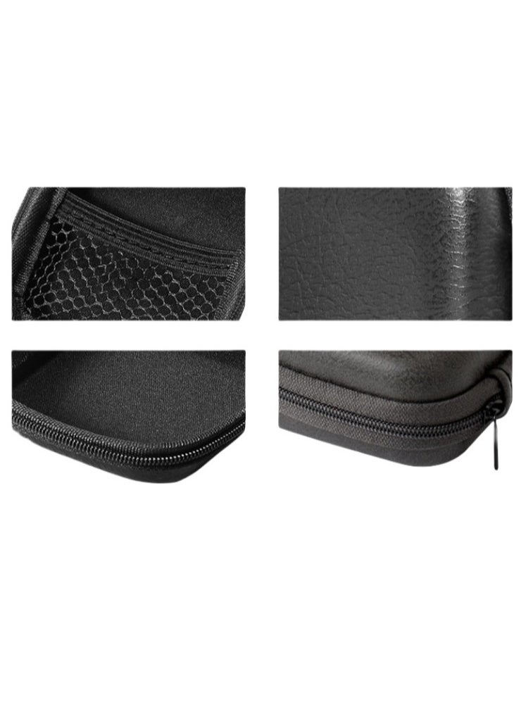 Generic - Retro leather in-ear earphone storage bag Huawei Apple Bluetooth headphone data cable protection box portable anti-pressure - Image 1