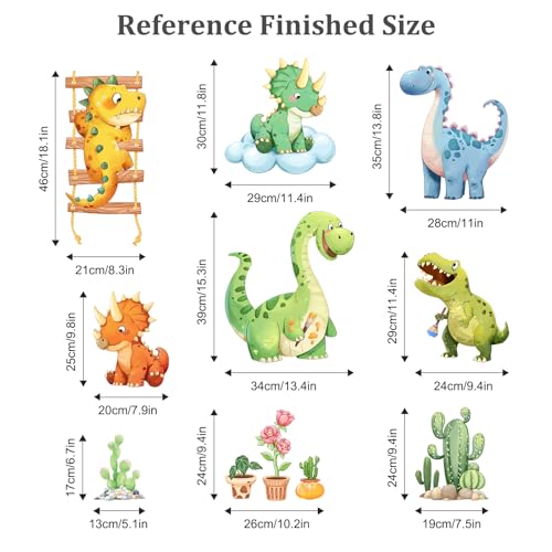 Decvictor Watercolor Funny Dinosaur Wall Decals, Cartoon Cute Dino Playing Cacti Wall Stickers Vinyl Peel and Stick Wall Decal Self Adhesive Wall Art Sticker for Baby Nursery Kids Room Home Decor - Image 5