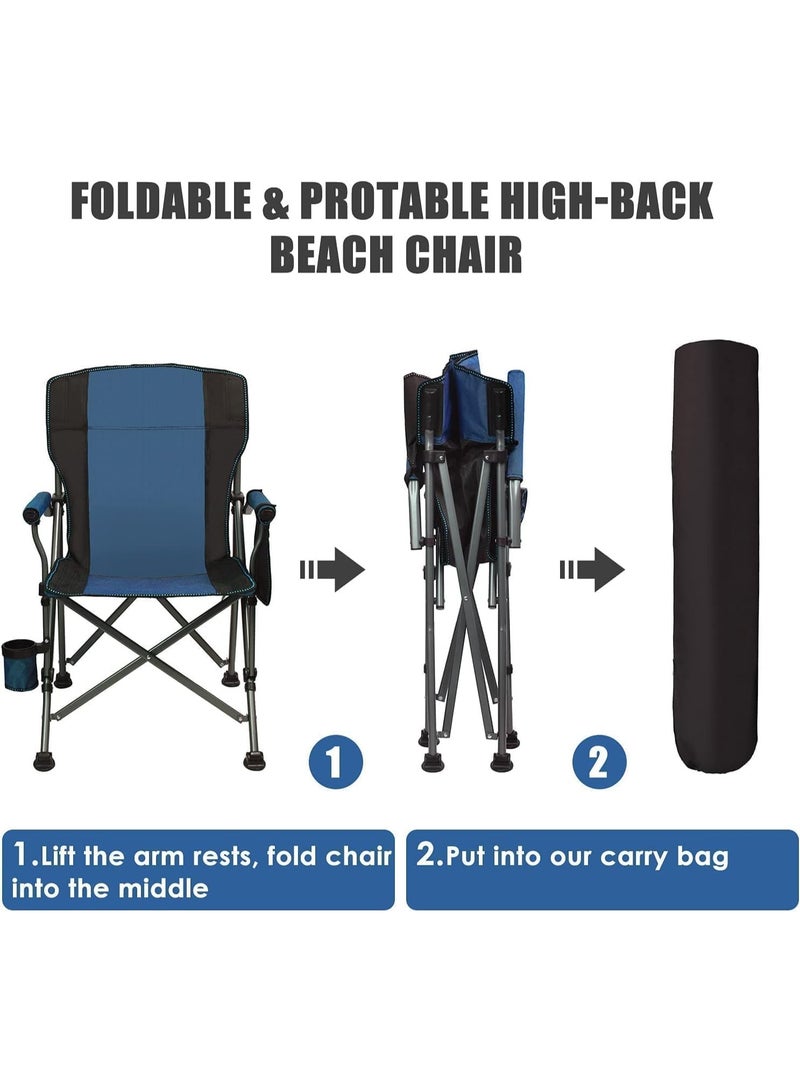 Adventure Lab Folding Camping Chair Oversized Collapsible Camp Chair with Cup Holder and Removable Storage Bag, Portable Chair for Outdoor Camp, Picnic, Travel, Fishing (Blue) - Image 4