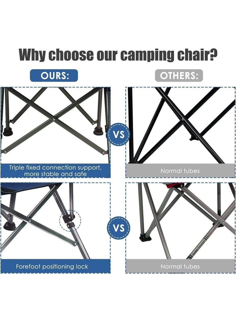 Adventure Lab Folding Camping Chair Oversized Collapsible Camp Chair with Cup Holder and Removable Storage Bag, Portable Chair for Outdoor Camp, Picnic, Travel, Fishing (Blue) - Image 5