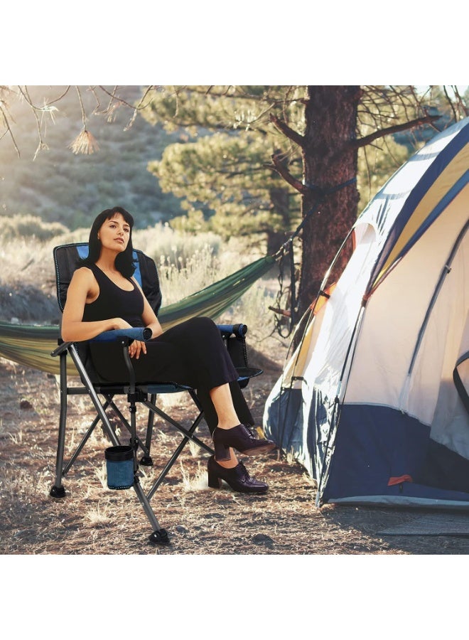Adventure Lab Folding Camping Chair Oversized Collapsible Camp Chair with Cup Holder and Removable Storage Bag, Portable Chair for Outdoor Camp, Picnic, Travel, Fishing (Blue) - Image 2