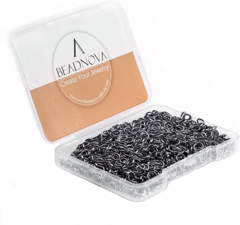 BEADNOVA 4mm Gun Black Jump Rings for Jewelry Making Open Jump Rings for Keychains and Necklace Repair (300Pcs) - Image 1