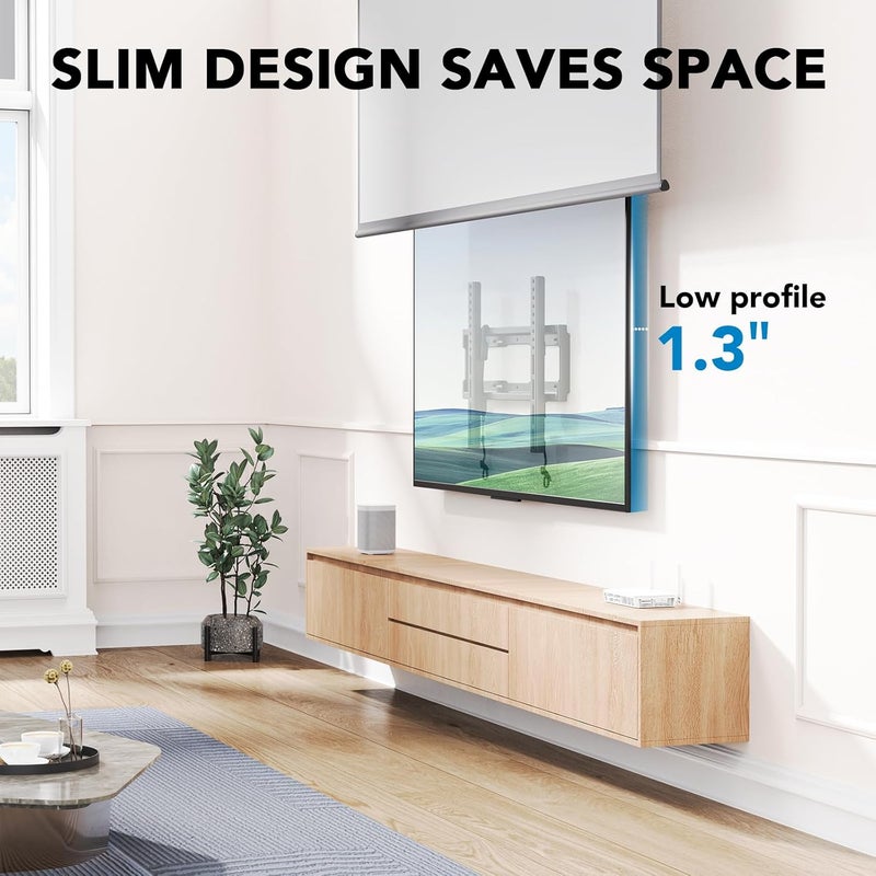 Pipishell Tilt TV Wall Mount Bracket Low Profile for Most 23-55 Inch LED LCD OLED 4K Flat Curved TVs up to 99lbs Max VESA 400x400mm, 8° Tilting for Anti-Glaring, Fits 8-16 inch Wood Stud - Image 5