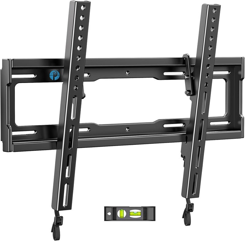 Pipishell Tilt TV Wall Mount Bracket Low Profile for Most 23-55 Inch LED LCD OLED 4K Flat Curved TVs up to 99lbs Max VESA 400x400mm, 8° Tilting for Anti-Glaring, Fits 8-16 inch Wood Stud - Image 1